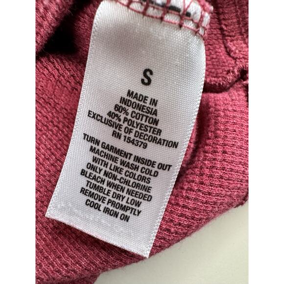 Aeropostale Women’s Y2K Retro Long Sleeve Thermal Shirt S Burgundy Red Aero NY87 - Picture 6 of 9